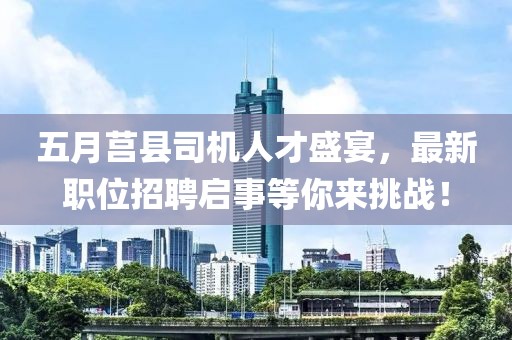 五月莒县司机人才盛宴，最新职位招聘启事等你来挑战！