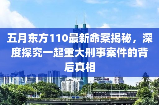 五月东方110最新命案揭秘，深度探究一起重大刑事案件的背后真相