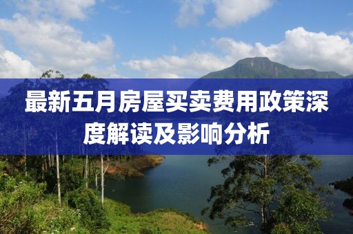 最新五月房屋买卖费用政策深度解读及影响分析