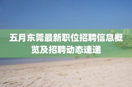 五月东莞最新职位招聘信息概览及招聘动态速递