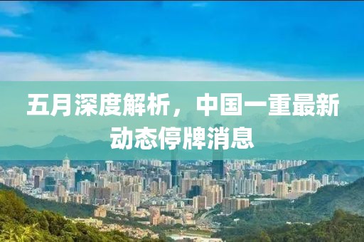 五月深度解析，中国一重最新动态停牌消息