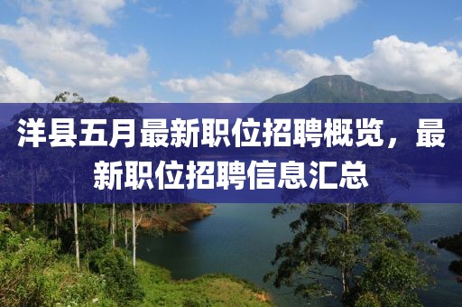 洋县五月最新职位招聘概览，最新职位招聘信息汇总